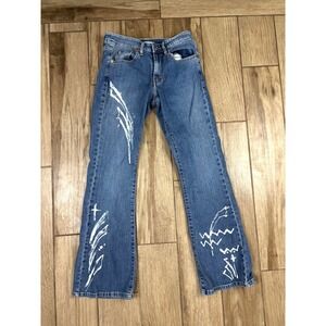 Levi's 519 Flare Jeans Y2K Womens 5M Low Rise Bleached Custom OOAK Vintage